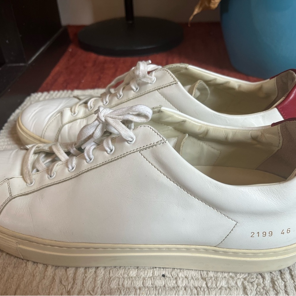 Common Projects White and Red Sneakers size 13